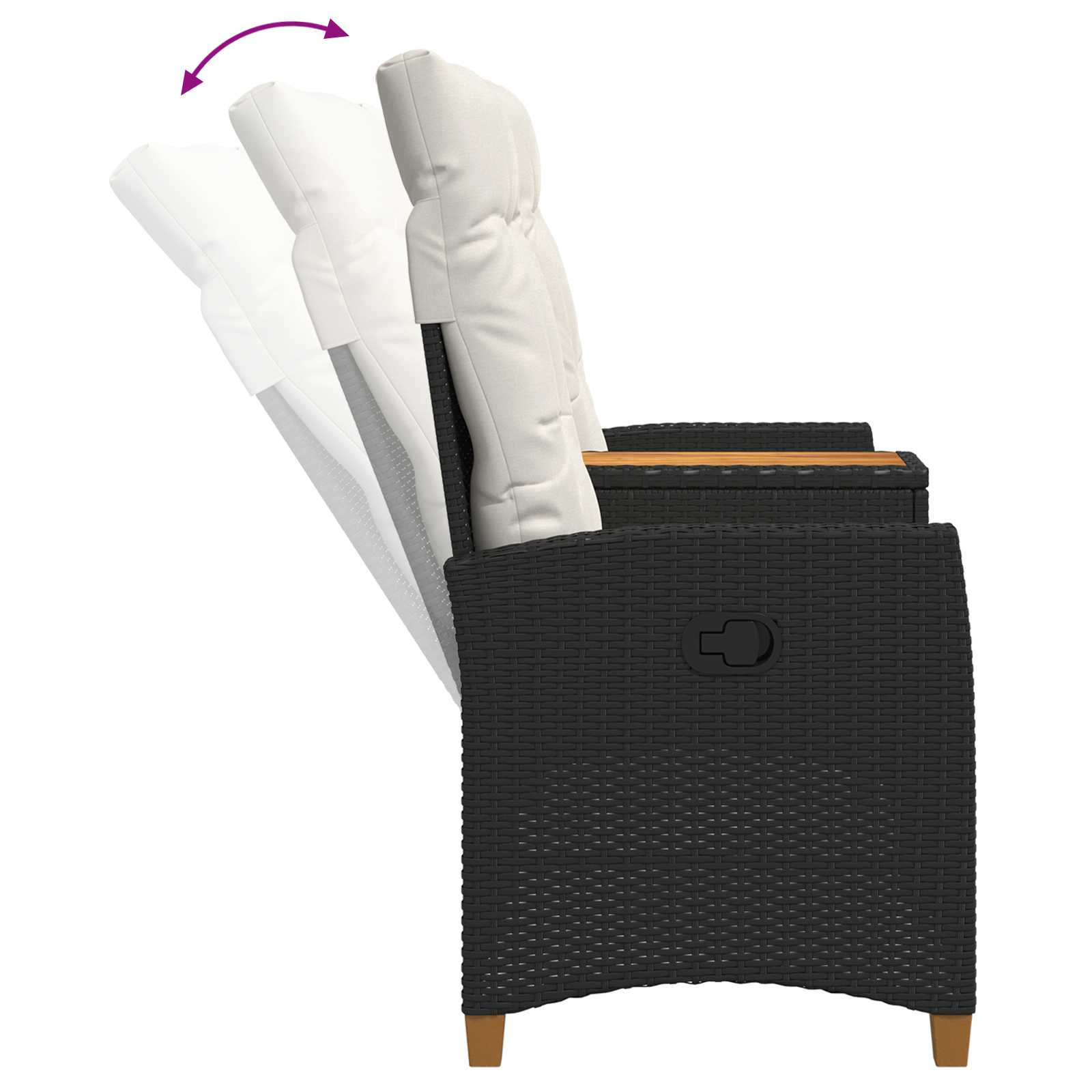 Panchina reclinabile con tavolo Nero e Bianco Crema polyrattan | homemem39