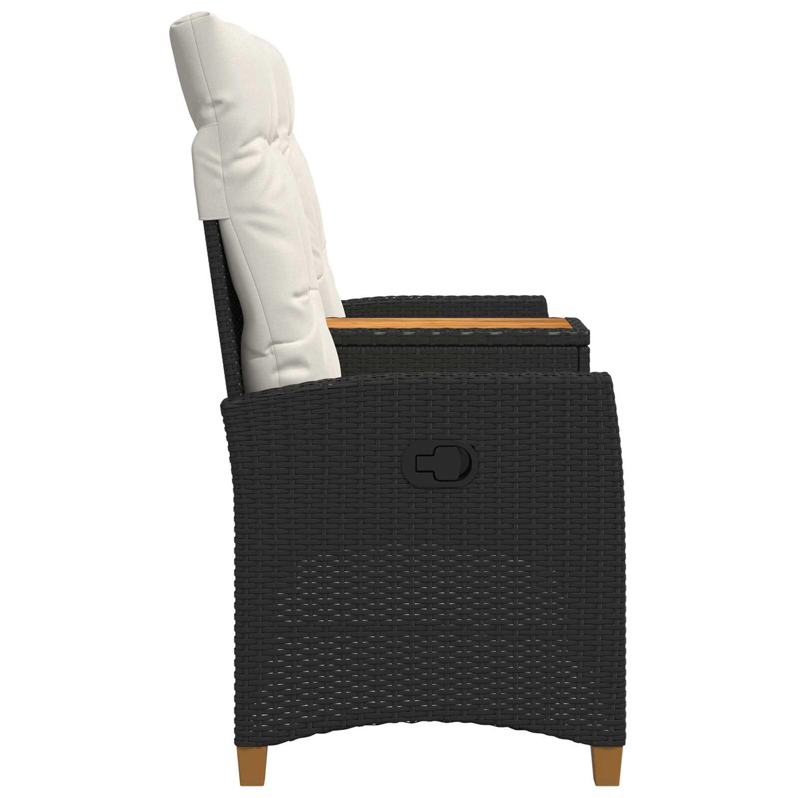 Panchina reclinabile con tavolo Nero e Bianco Crema polyrattan | homemem39