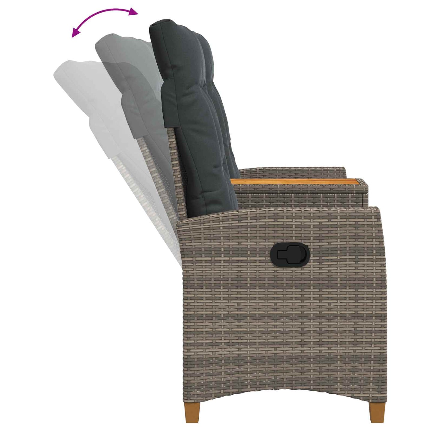 Panchina reclinabile con tavolo Grigio e Grigio Scuro | homemem39