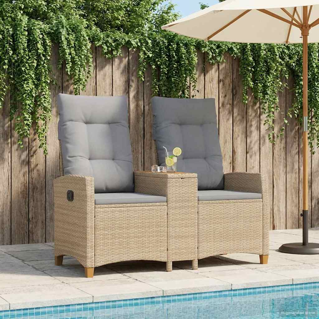 Panchina reclinabile con tavolo Beige e Grigio Chiaro