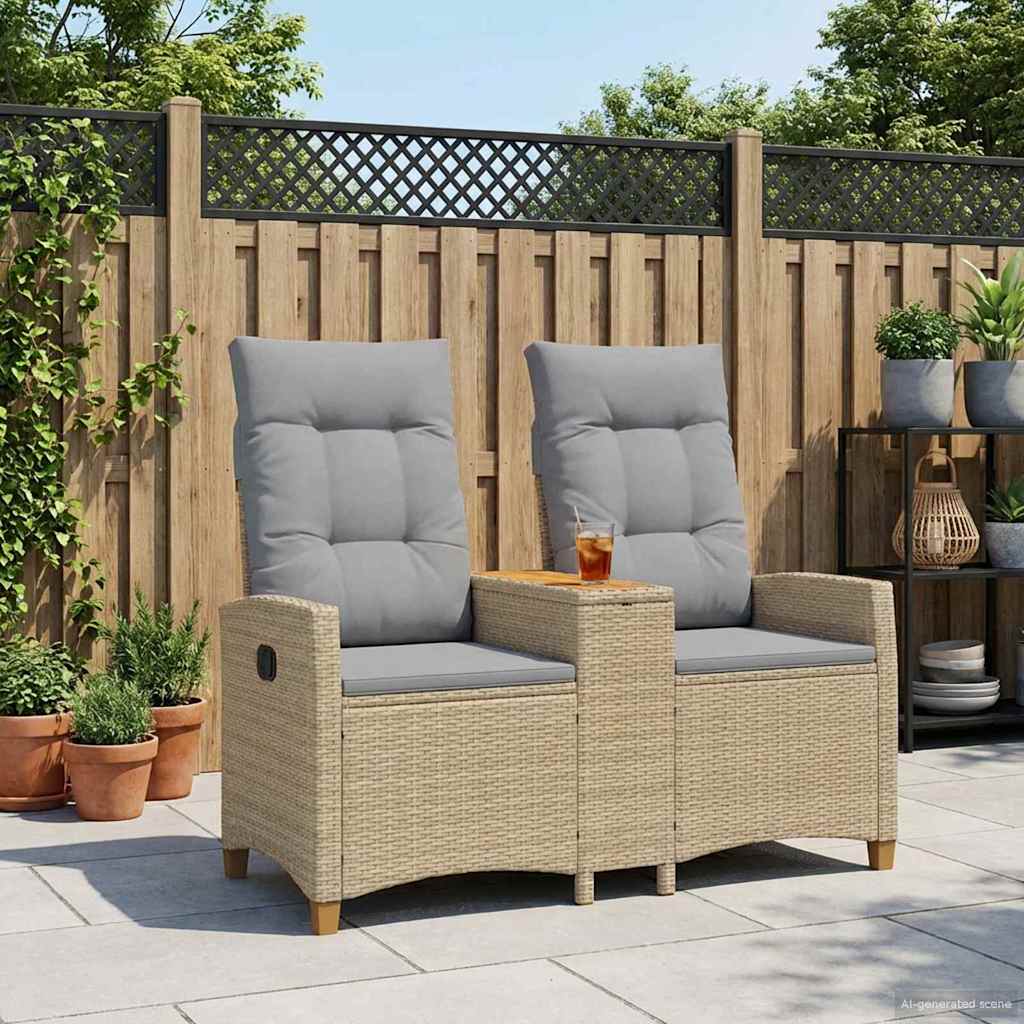 Panchina reclinabile con tavolo Beige e Grigio Chiaro | homemem39