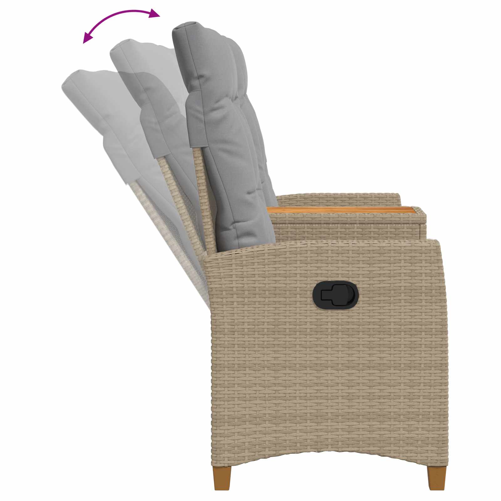 Panchina reclinabile con tavolo Beige e Grigio Chiaro | homemem39