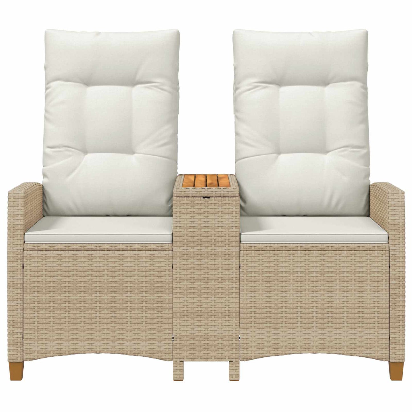 Panchina reclinabile con tavolo Beige e Bianco Crema polyrattan | homemem39