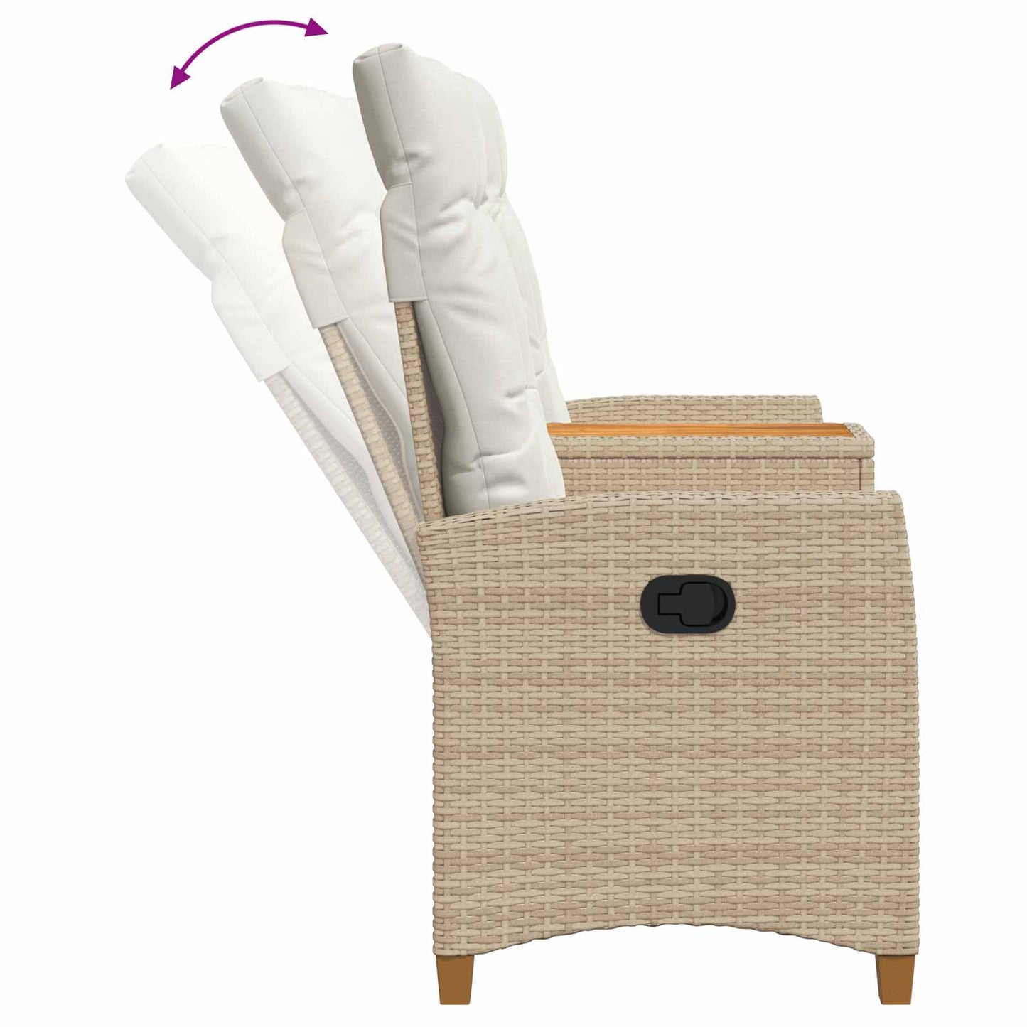 Panchina reclinabile con tavolo Beige e Bianco Crema polyrattan | homemem39