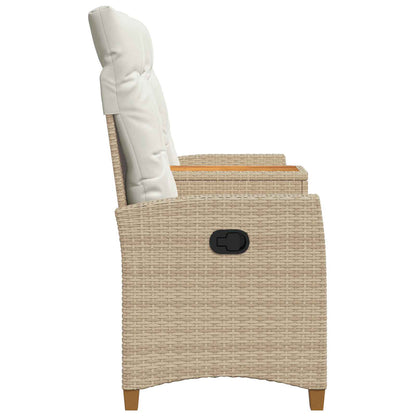Panchina reclinabile con tavolo Beige e Bianco Crema polyrattan | homemem39