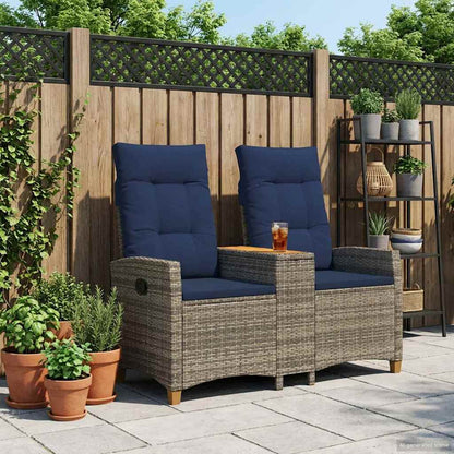 Panchina reclinabile con tavolo Grigio e Blu Navy polyrattan