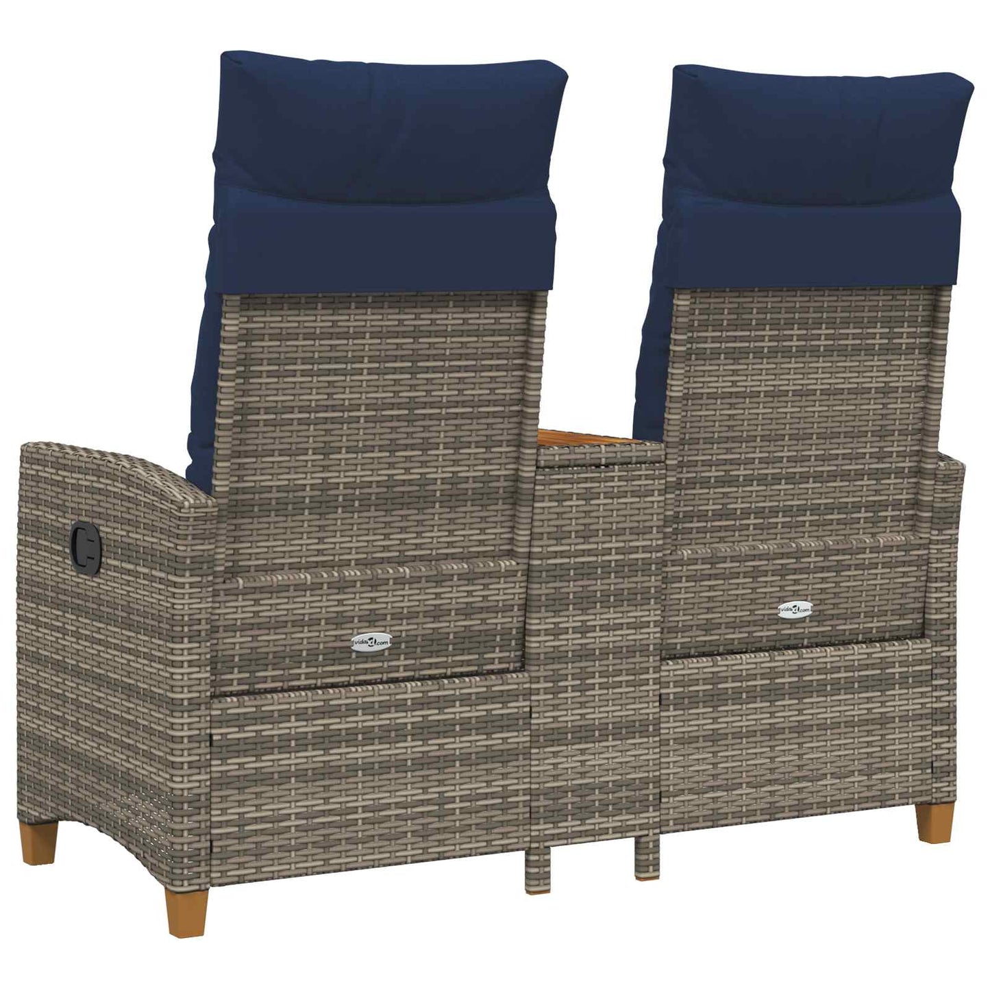 Panchina reclinabile con tavolo Grigio e Blu Navy polyrattan | homemem39