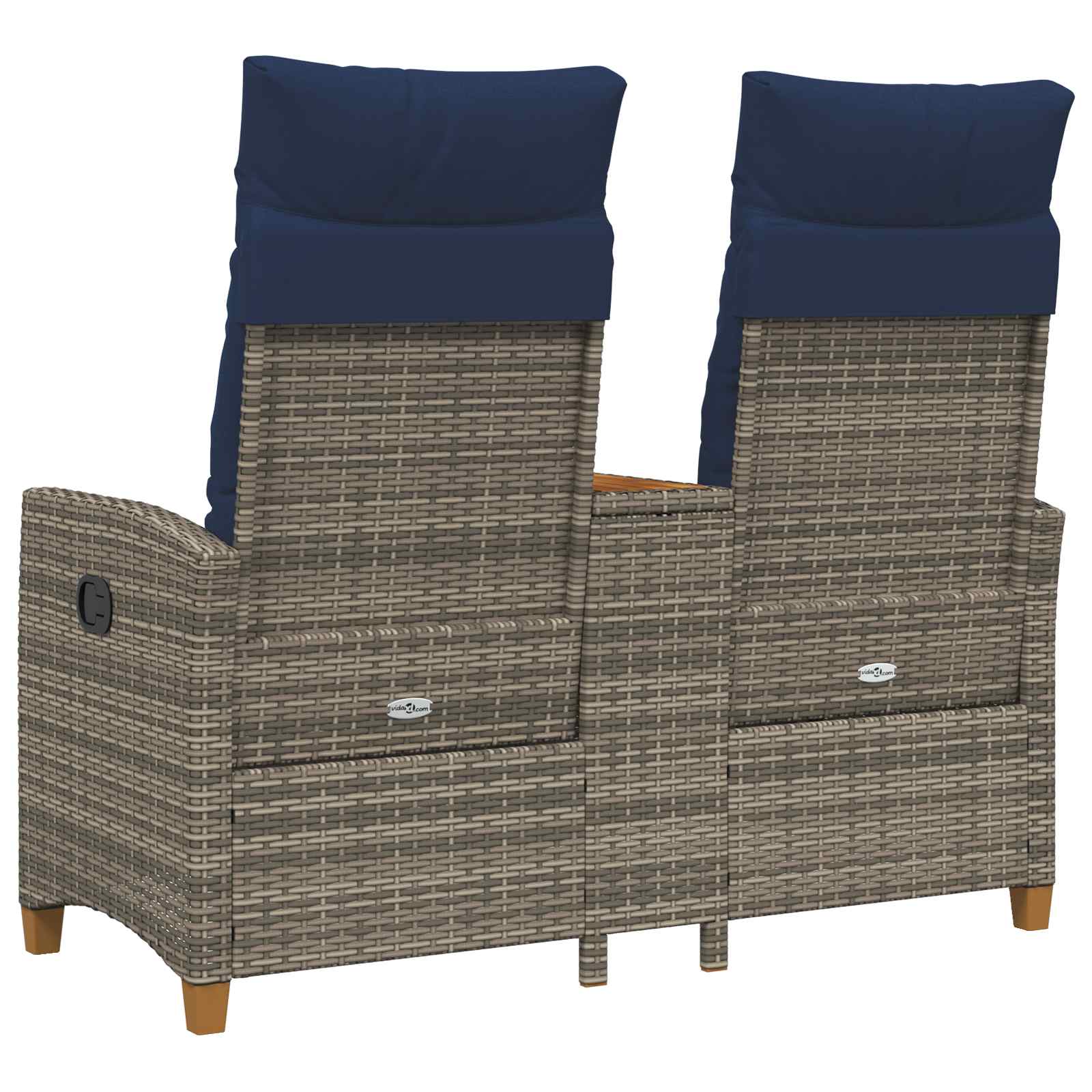 Panchina reclinabile con tavolo Grigio e Blu Navy polyrattan | homemem39