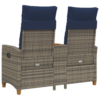 Panchina reclinabile con tavolo Grigio e Blu Navy polyrattan | homemem39