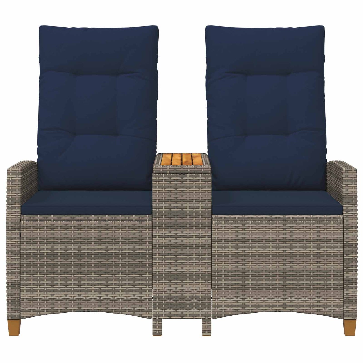 Panchina reclinabile con tavolo Grigio e Blu Navy polyrattan | homemem39