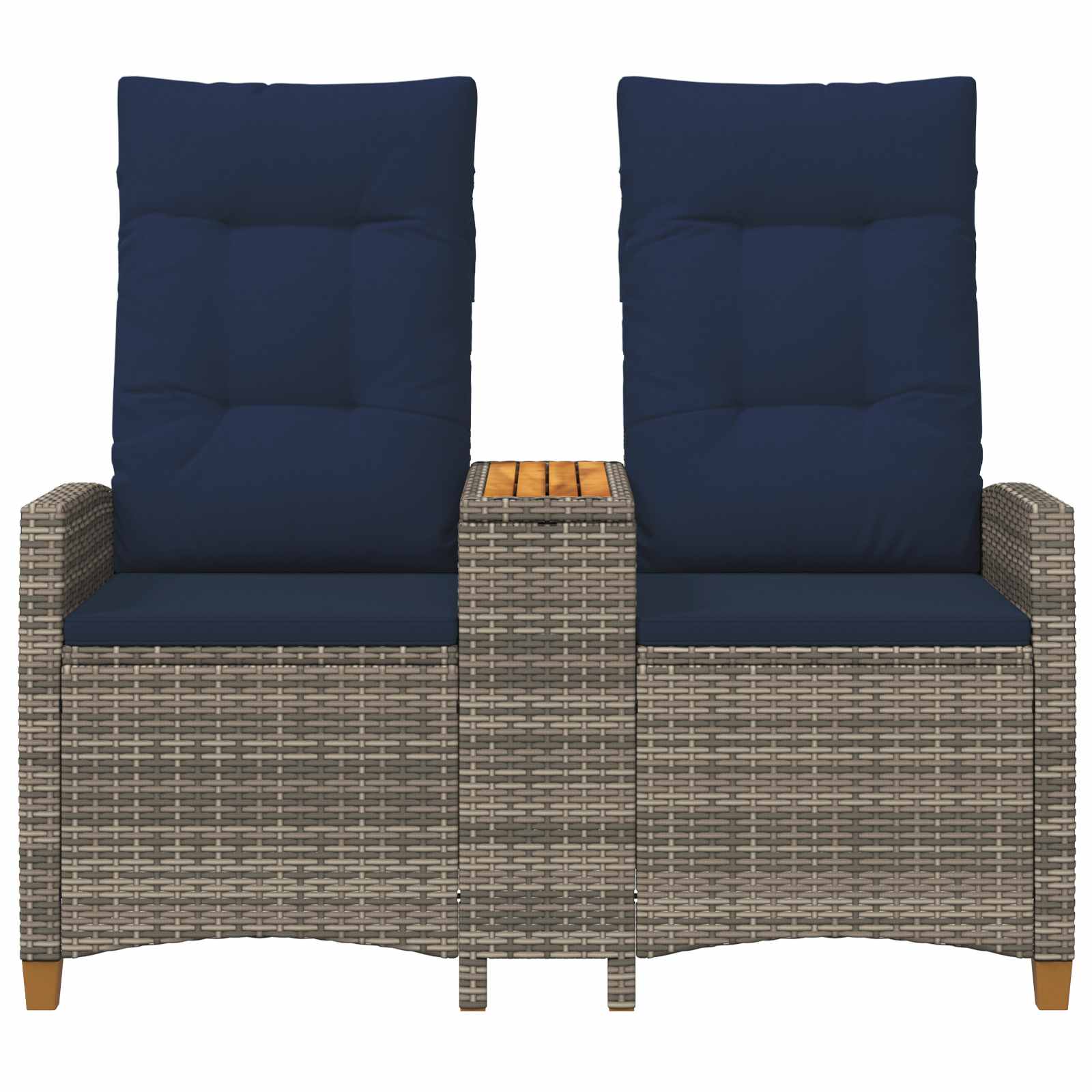 Panchina reclinabile con tavolo Grigio e Blu Navy polyrattan | homemem39