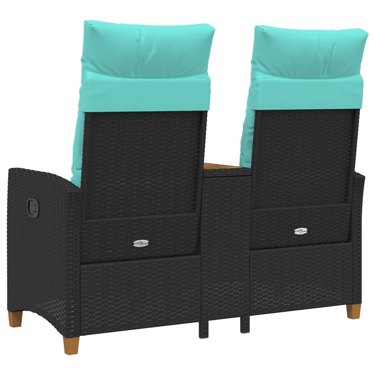 Panchina reclinabile con tavolo Nero e Turchese polyrattan | homemem39