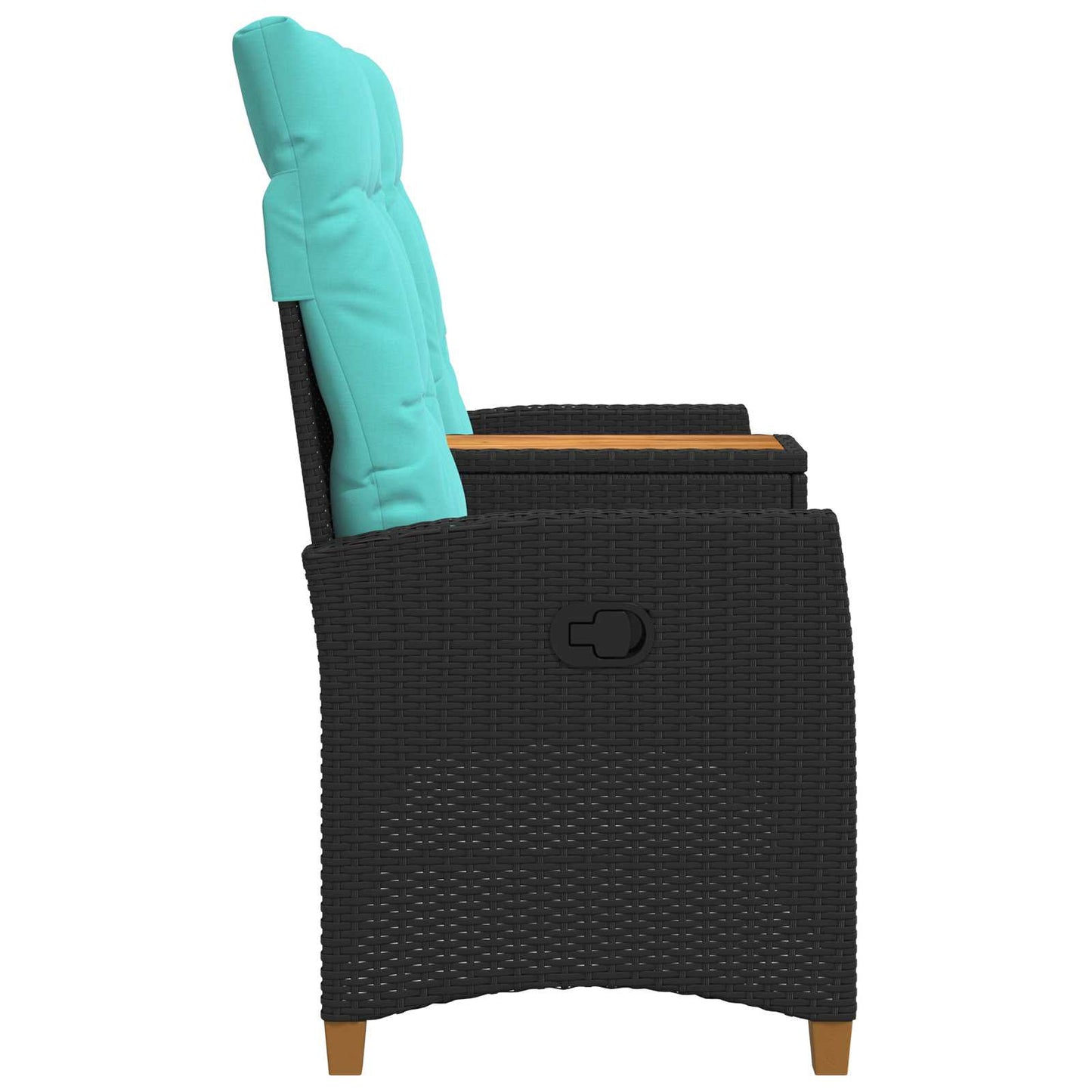 Panchina reclinabile con tavolo Nero e Turchese polyrattan | homemem39
