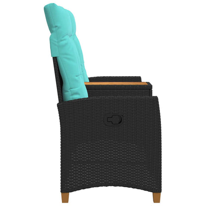 Panchina reclinabile con tavolo Nero e Turchese polyrattan | homemem39