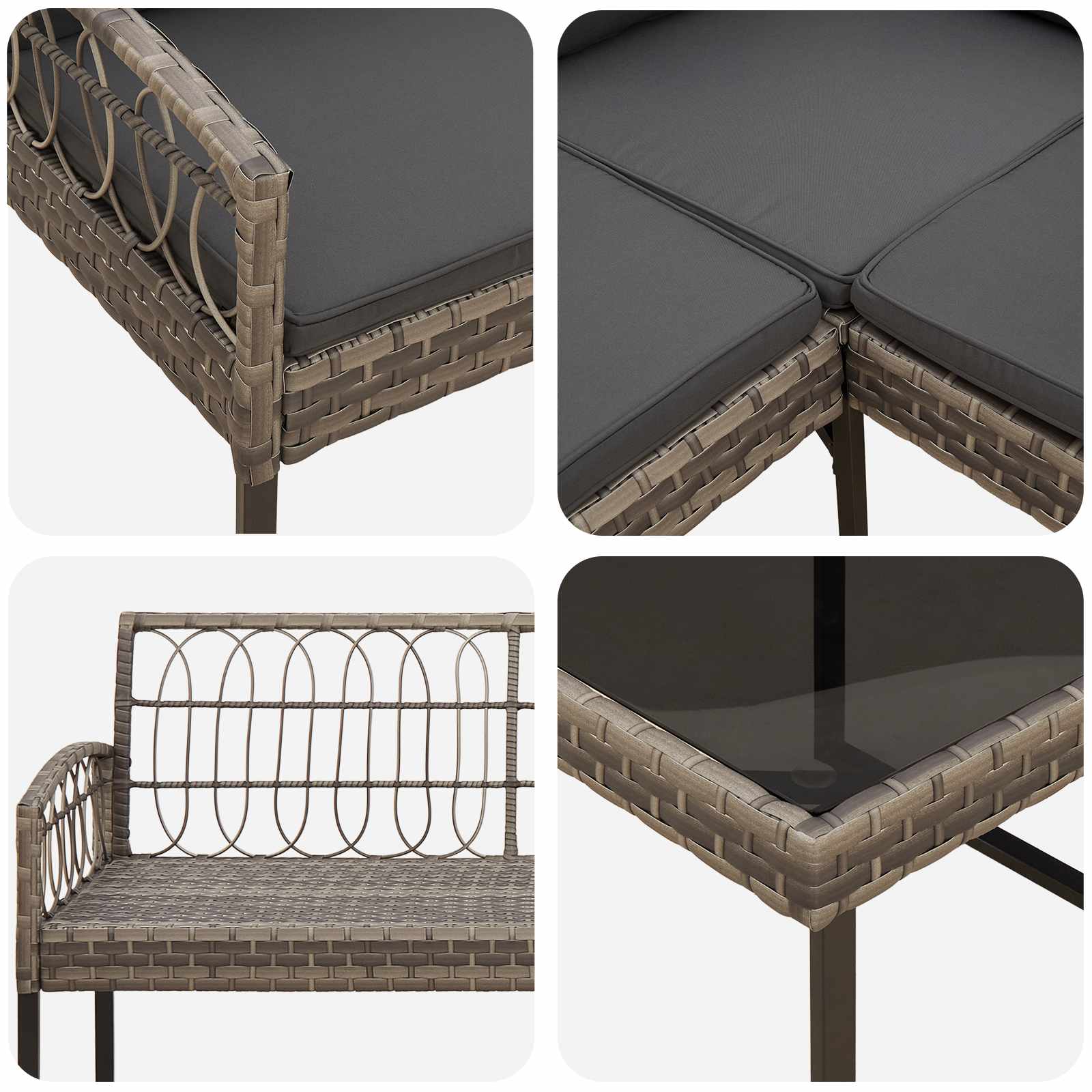 Set Divano da Giardino con cuscino 2 pcs Grigio | homemem39