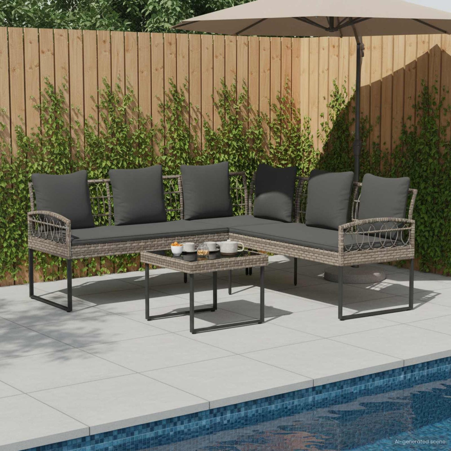 Set Divano da Giardino con cuscino 2 pcs Grigio