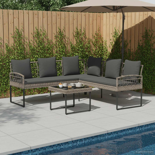 Set Divano da Giardino con cuscino 2 pcs Grigio