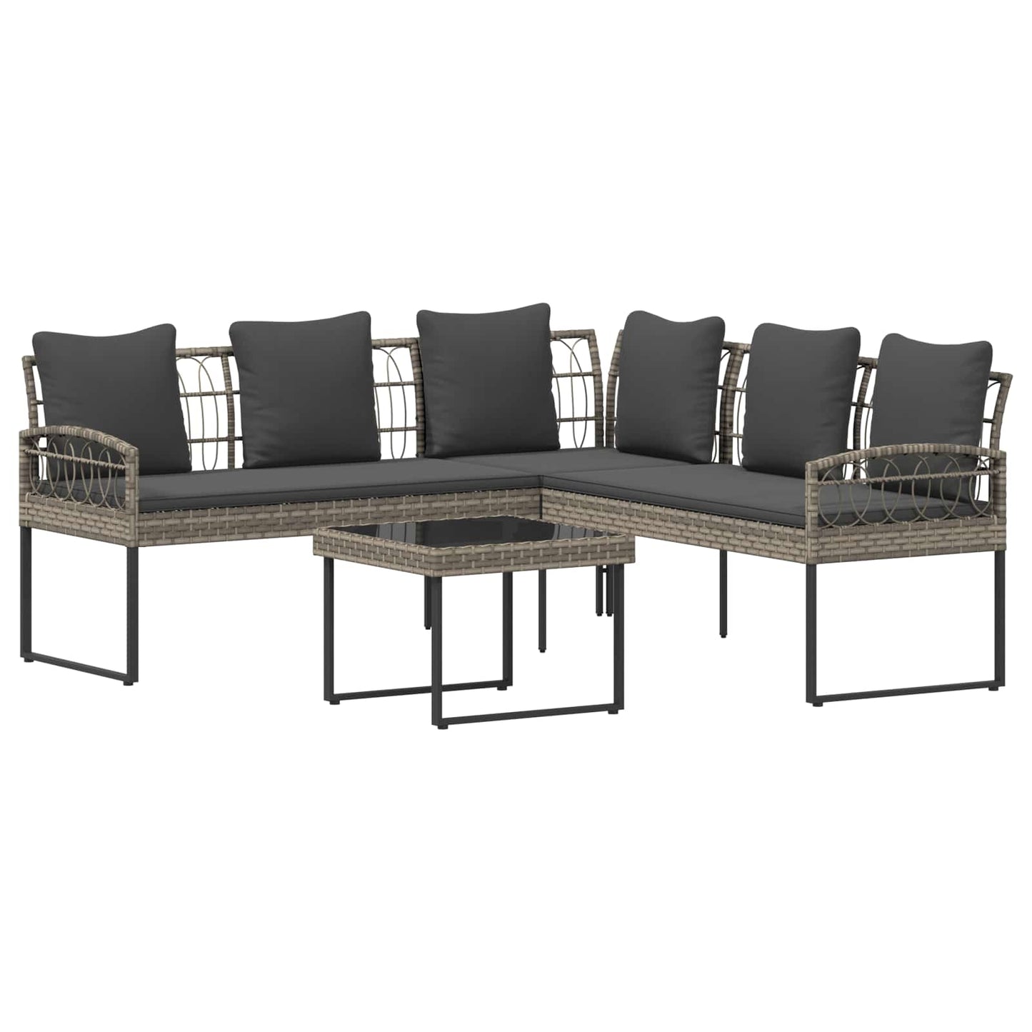 Set Divano da Giardino con cuscino 2 pcs Grigio