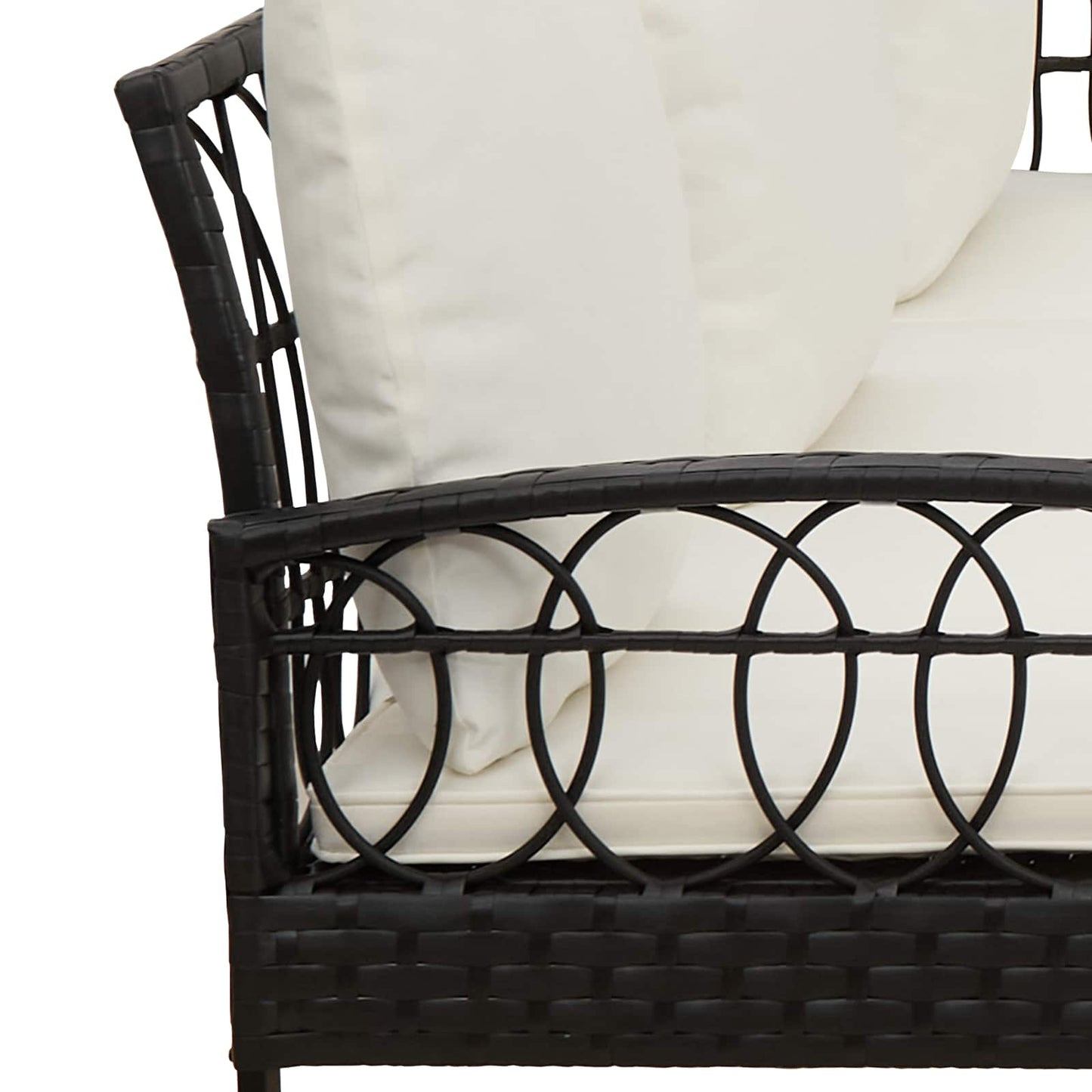 Set Divano da Giardino con cuscino 2 pcs Nero e Crema