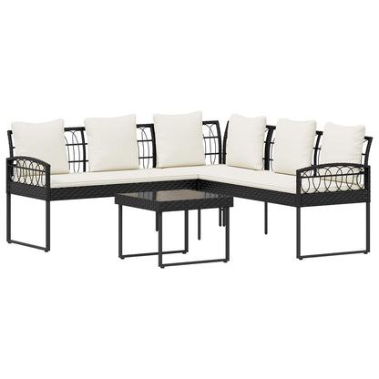 Set Divano da Giardino con cuscino 2 pcs Nero e Crema