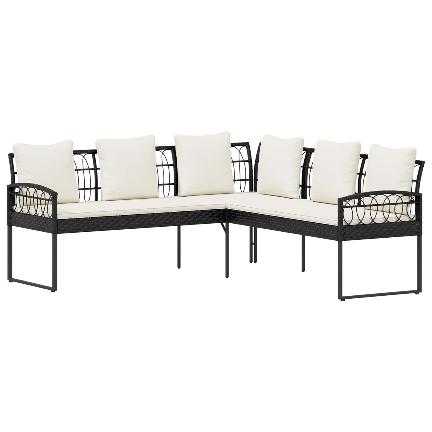 Set Divano da Giardino con cuscino 2 pcs Nero e Crema