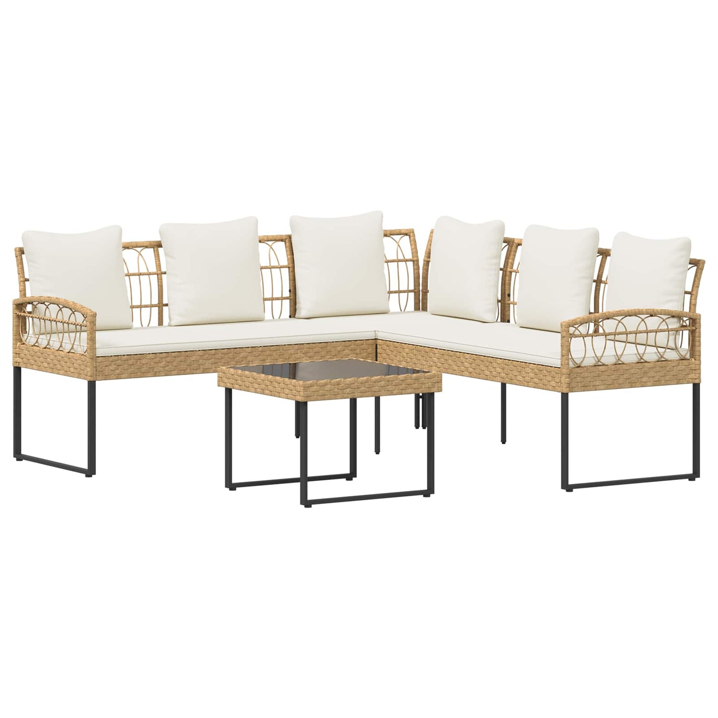 Set Divano da Giardino 2 pcs Naturale Rattan sintetico Acciaio