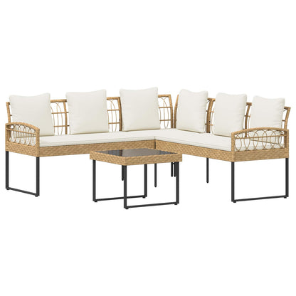 Set Divano da Giardino 2 pcs Naturale Rattan sintetico Acciaio