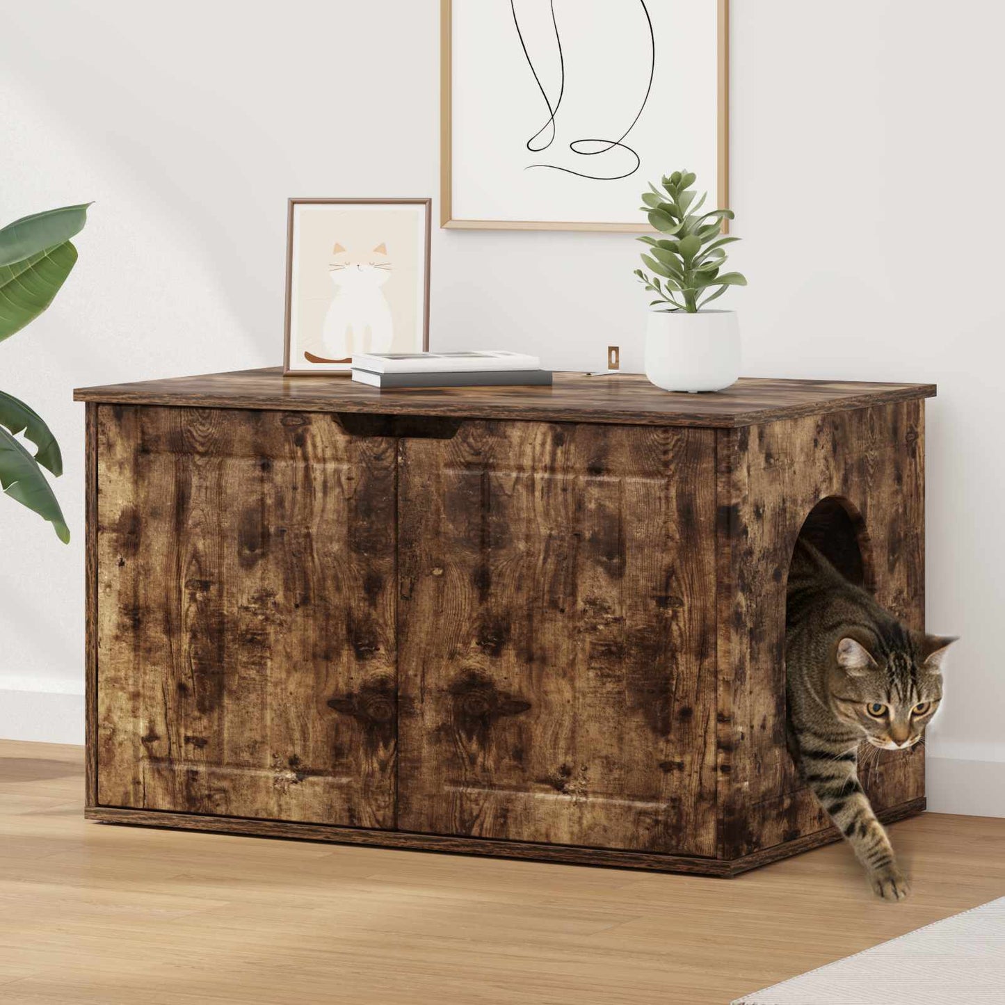 Casa per Gatti Rovere fumé 85 x 55 x 50,5 cm Legno multistrato