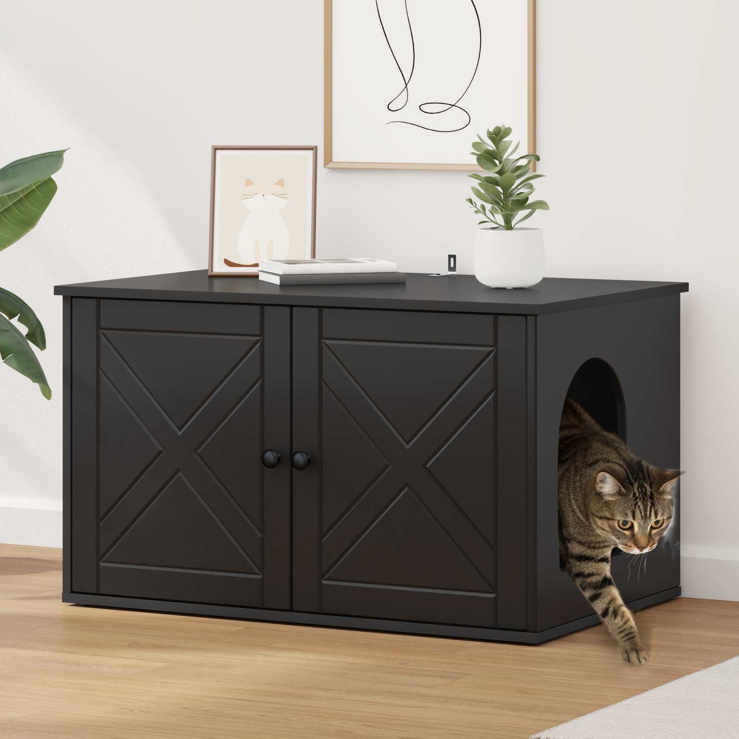 Casa per Gatti Nero 85 x 55 x 50,5 cm Legno multistrato | homemem39