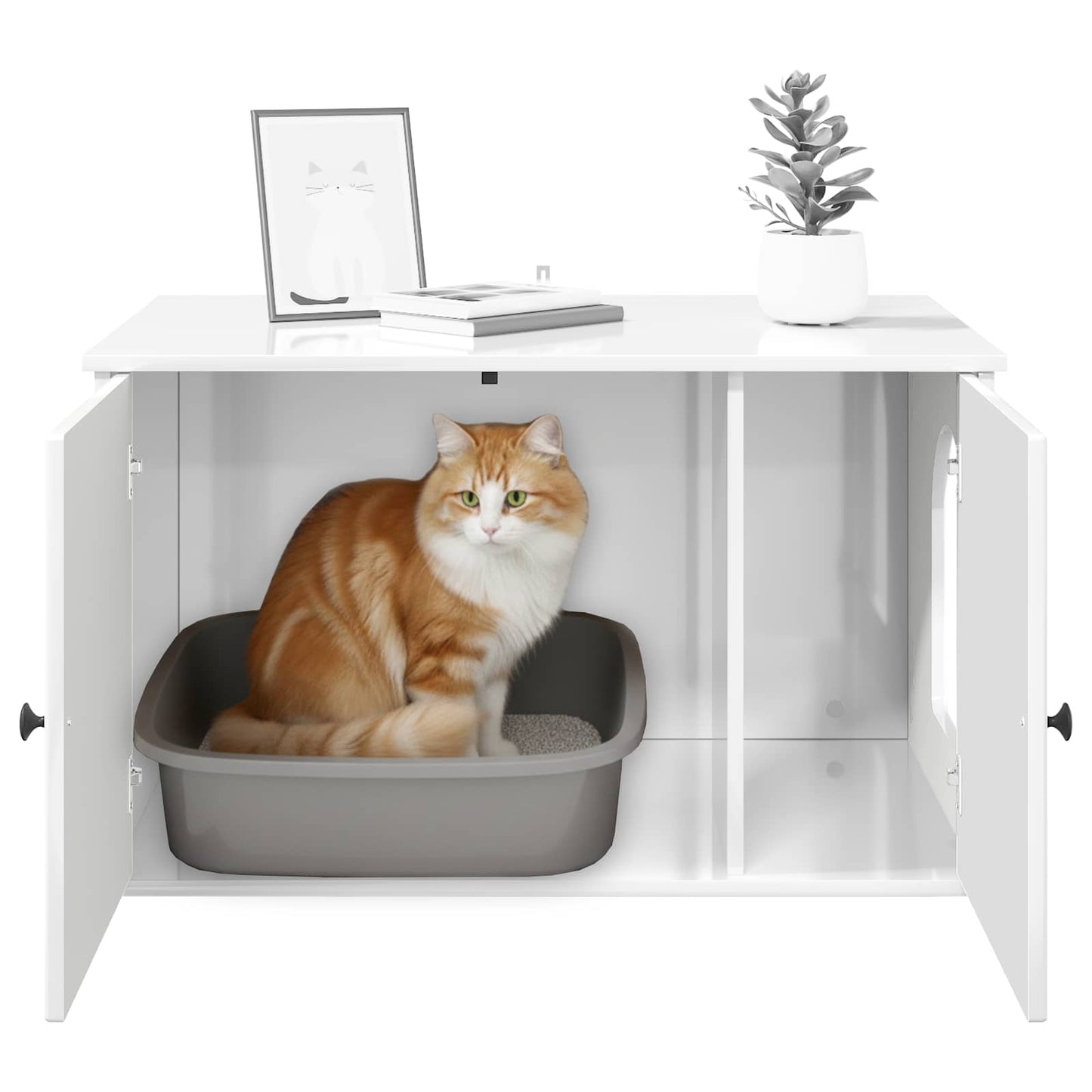 Casa per Gatti Bianco Lucido 85 x 55 x 50 cm Legno multistrato