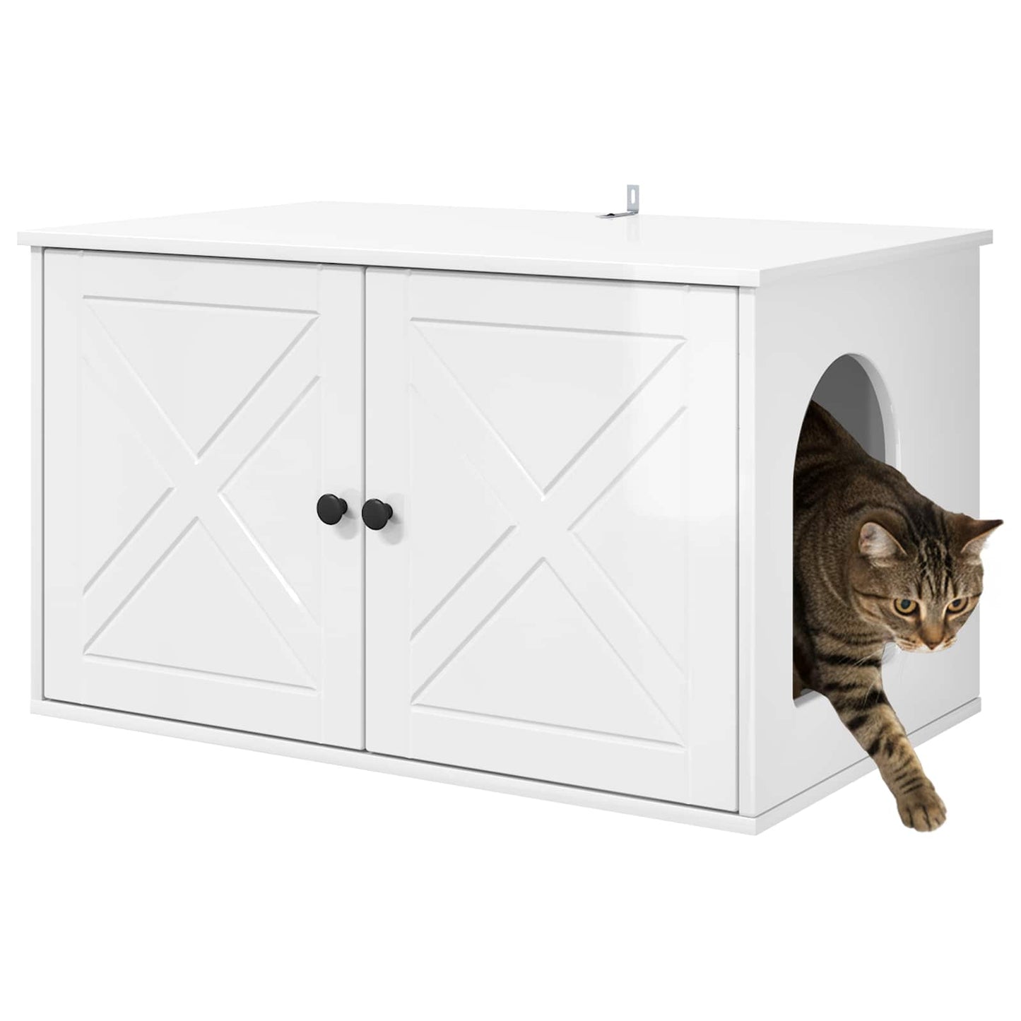 Casa per Gatti Bianco Lucido 85 x 55 x 50 cm Legno multistrato
