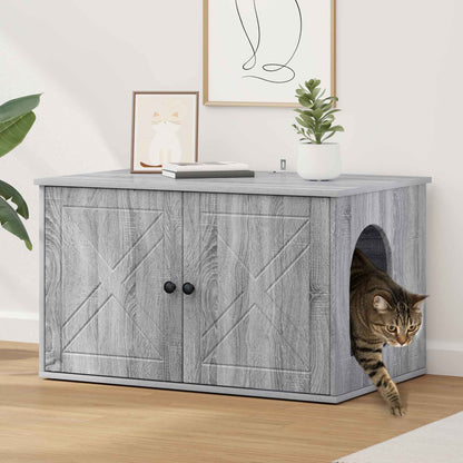 Casa per Gatti Grigio Sonoma 85 x 55 x 50 cm Legno multistrato