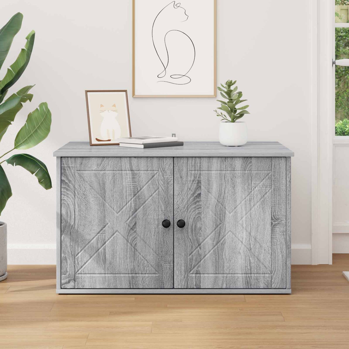 Casa per Gatti Grigio Sonoma 85 x 55 x 50 cm Legno multistrato
