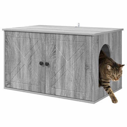 Casa per Gatti Grigio Sonoma 85 x 55 x 50 cm Legno multistrato