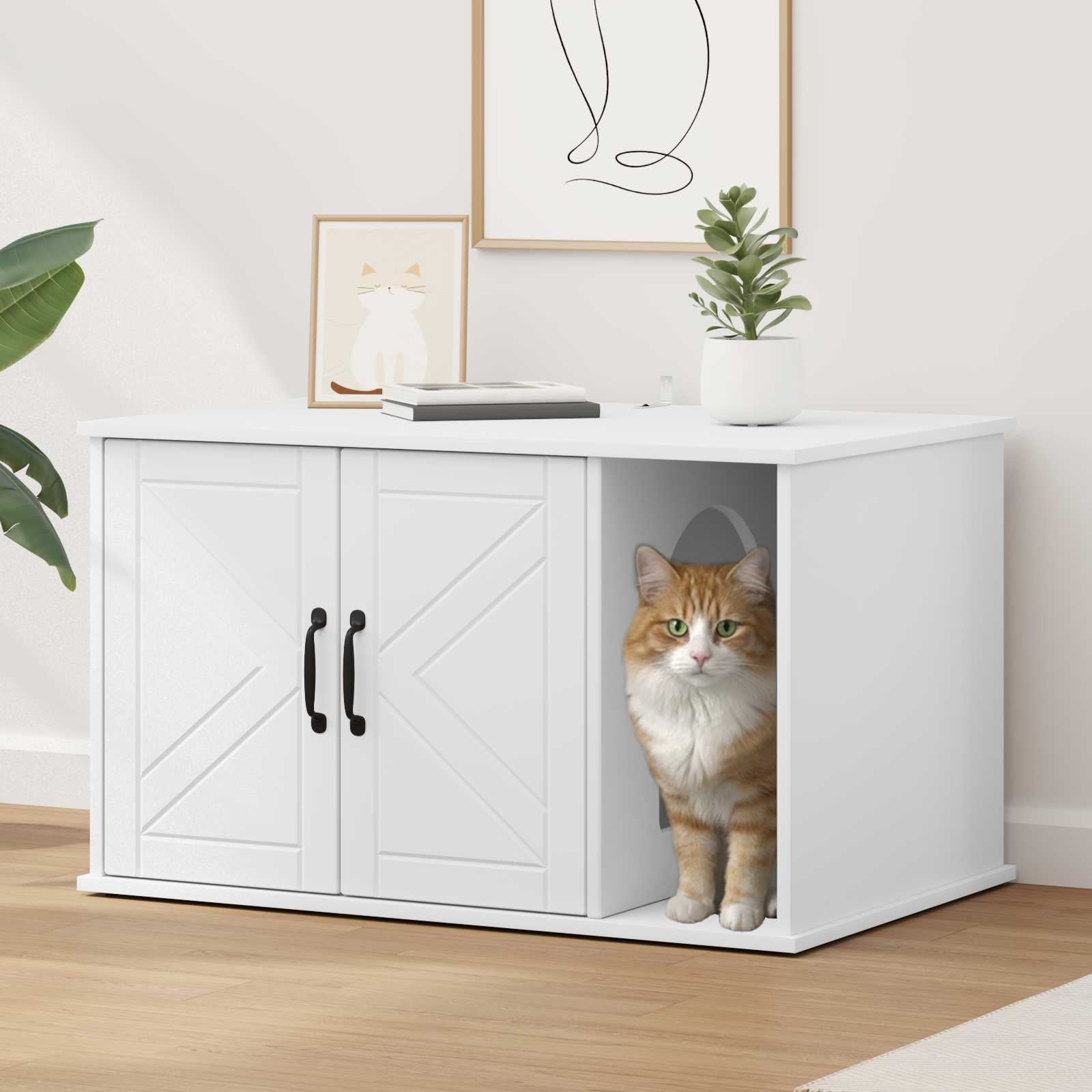 Casa per Gatti Bianco 85 x 55 x 50 cm Legno multistrato | homemem39