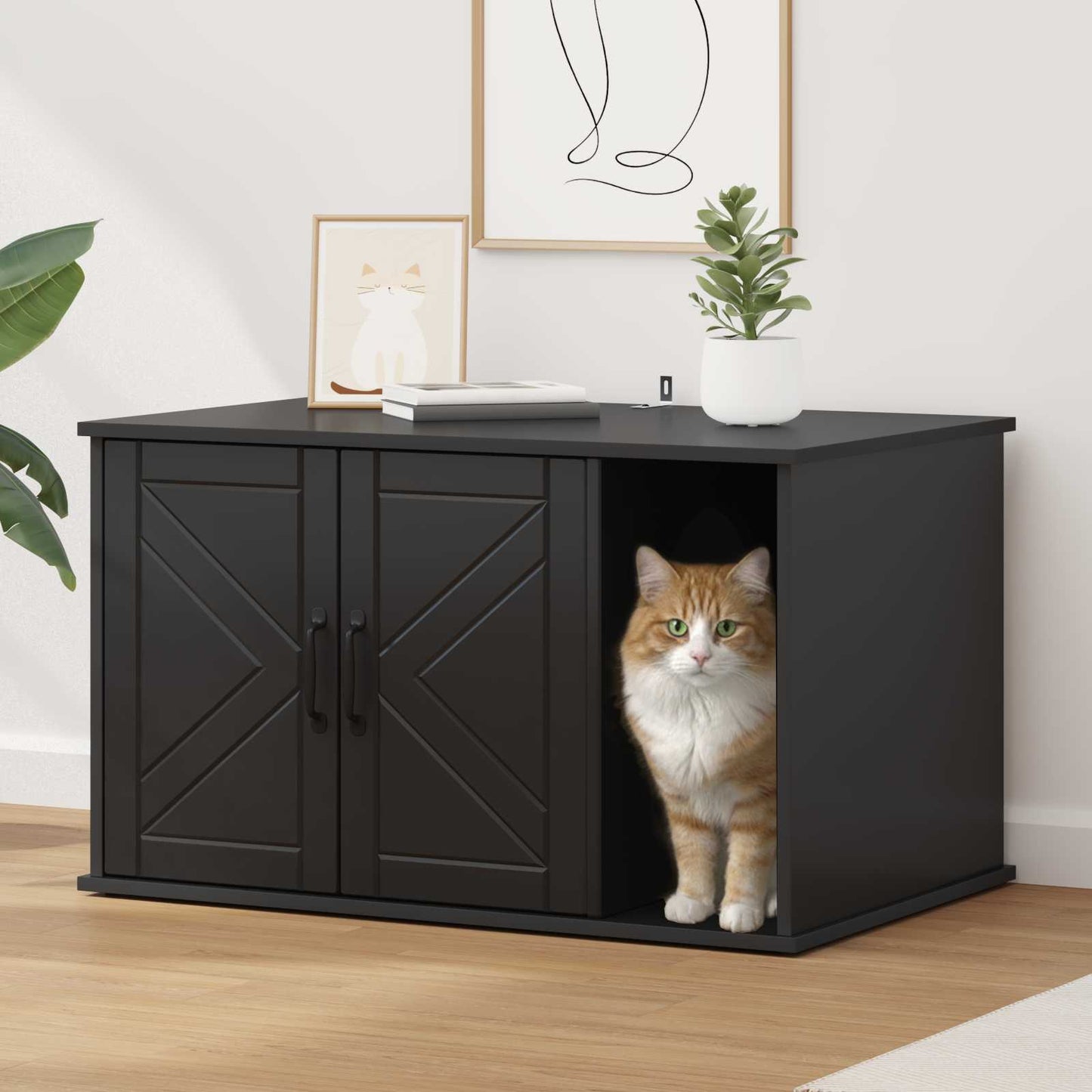 Casa per Gatti Nero 85 x 55 x 50 cm Legno multistrato
