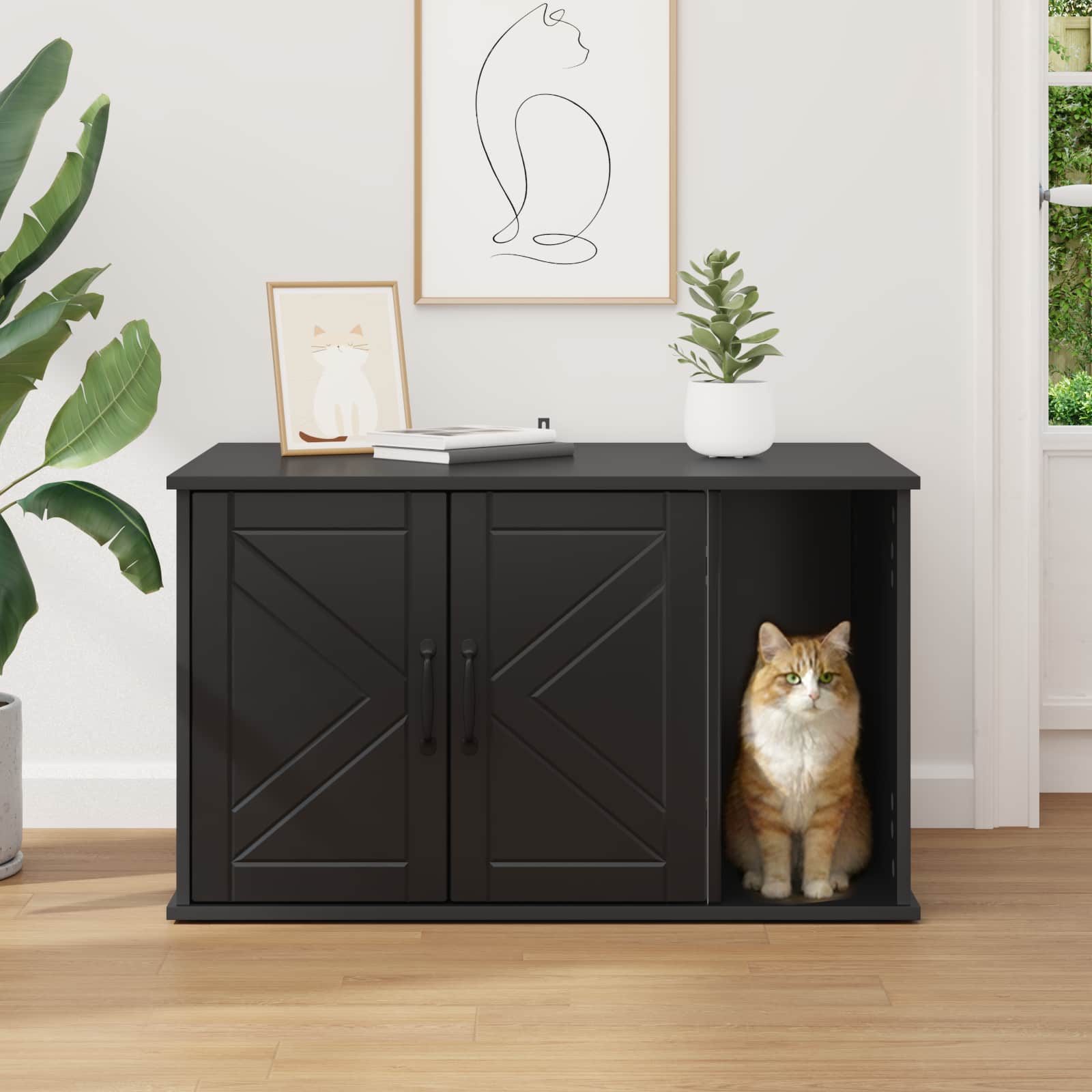Casa per Gatti Nero 85 x 55 x 50 cm Legno multistrato | homemem39