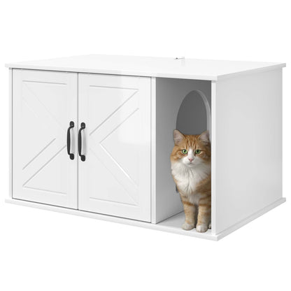 Casa per Gatti Bianco Lucido 85 x 55 x 50 cm Legno multistrato