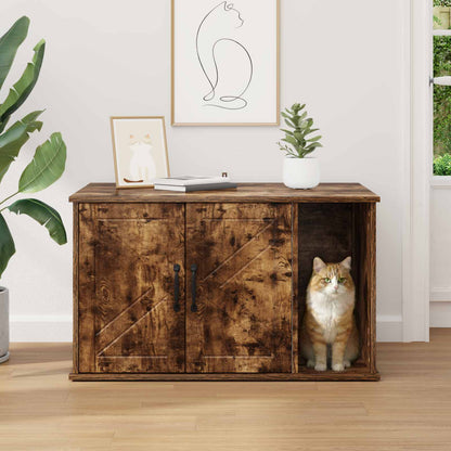 Casa per Gatti Rovere fumé 85 x 55 x 50 cm Legno multistrato | homemem39