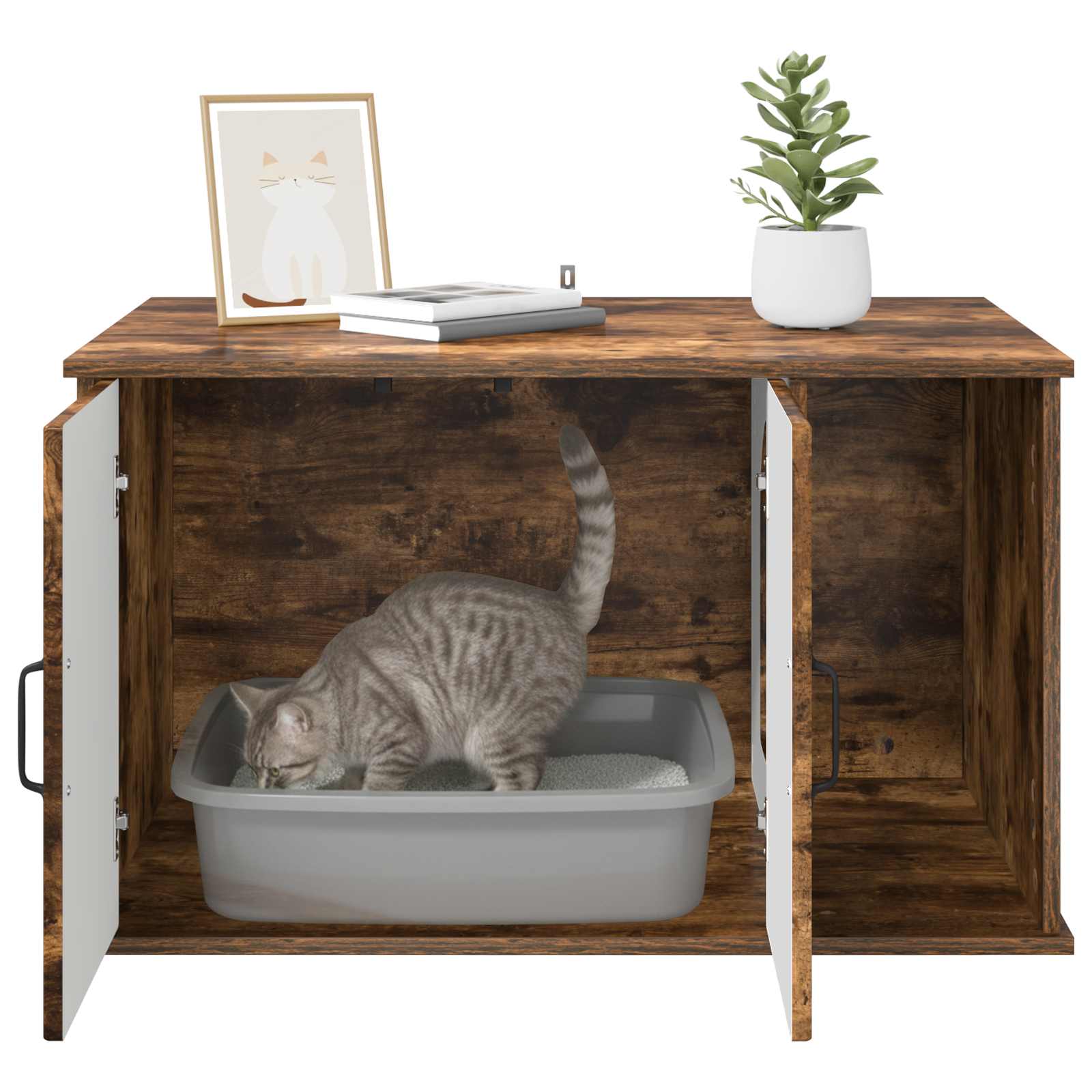 Casa per Gatti Rovere fumé 85 x 55 x 50 cm Legno multistrato | homemem39