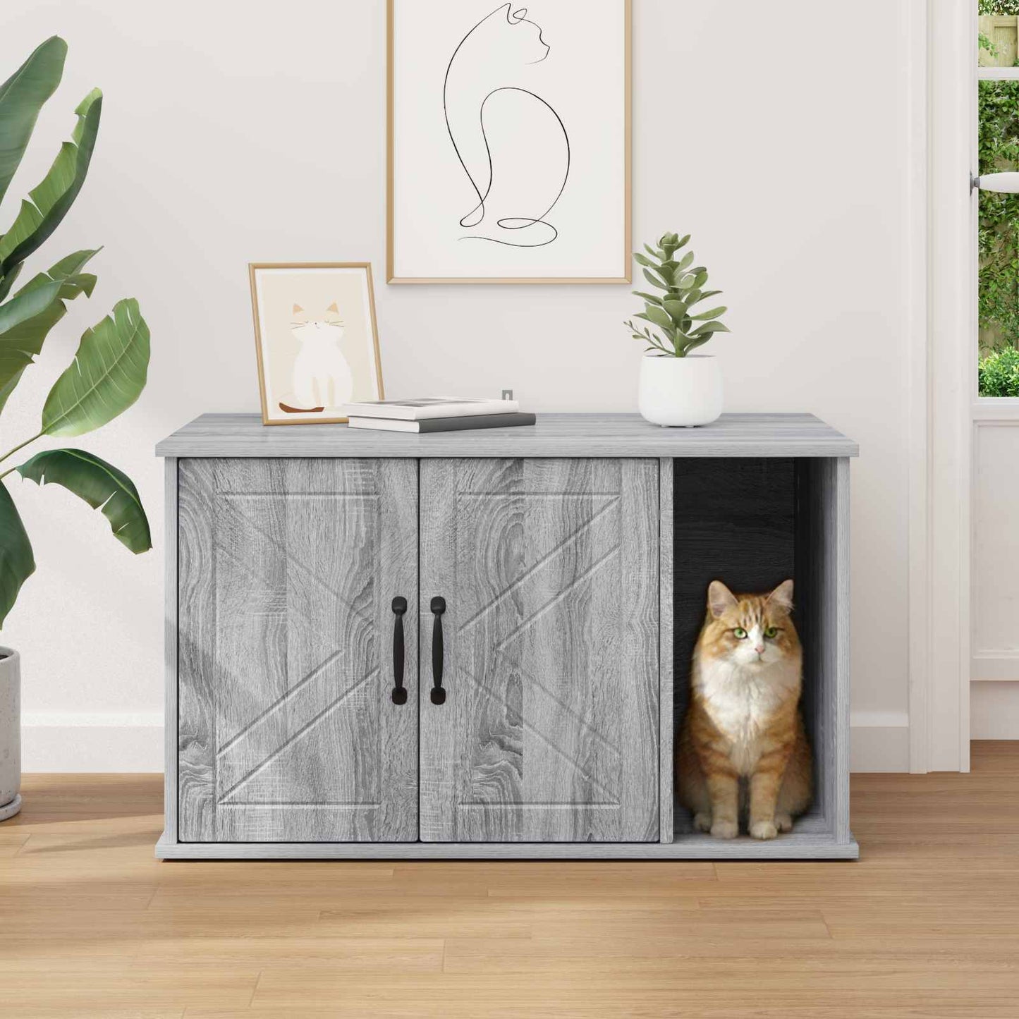 Casa per Gatti Grigio Sonoma 85 x 55 x 50 cm Legno multistrato
