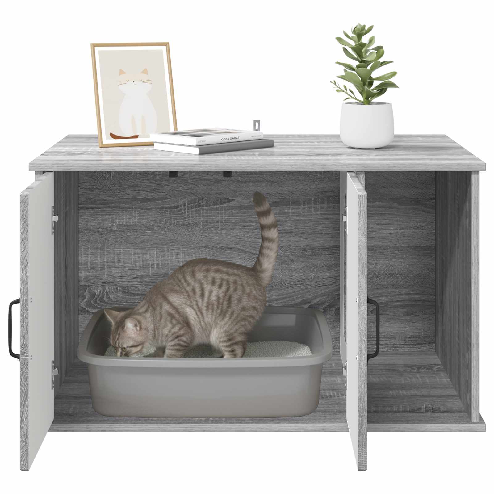 Casa per Gatti Grigio Sonoma 85 x 55 x 50 cm Legno multistrato | homemem39