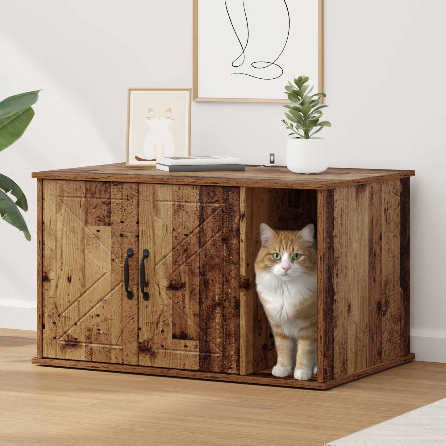 Casa per Gatti Legno vecchio 85 x 55 x 50 cm Legno multistrato