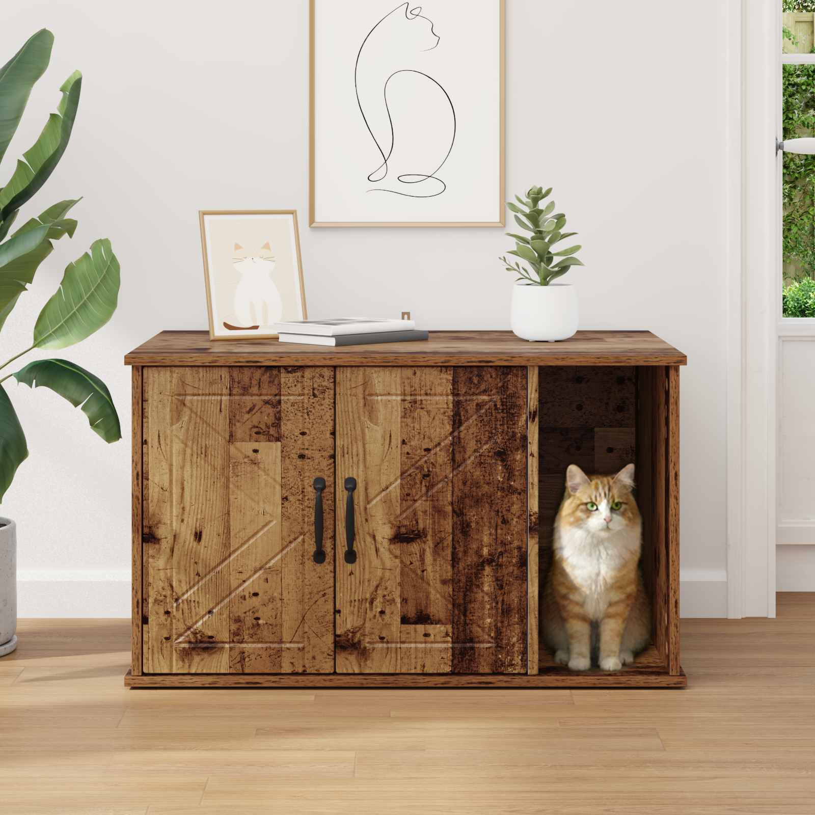 Casa per Gatti Legno vecchio 85 x 55 x 50 cm Legno multistrato | homemem39