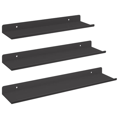 Scaffale da parete con lo scaffale 3 pcs Nero 80 x 9 x 2.5 cm