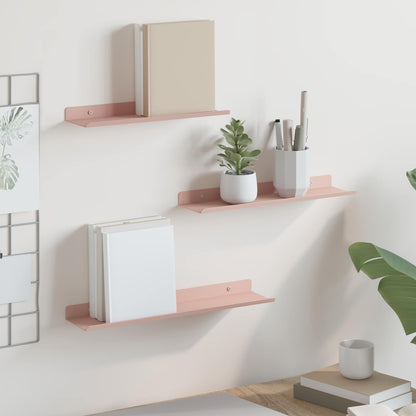 Mensola sospesa 3 pcs Rosa 40 x 9 x 2,5 cm Acciaio | homemem39