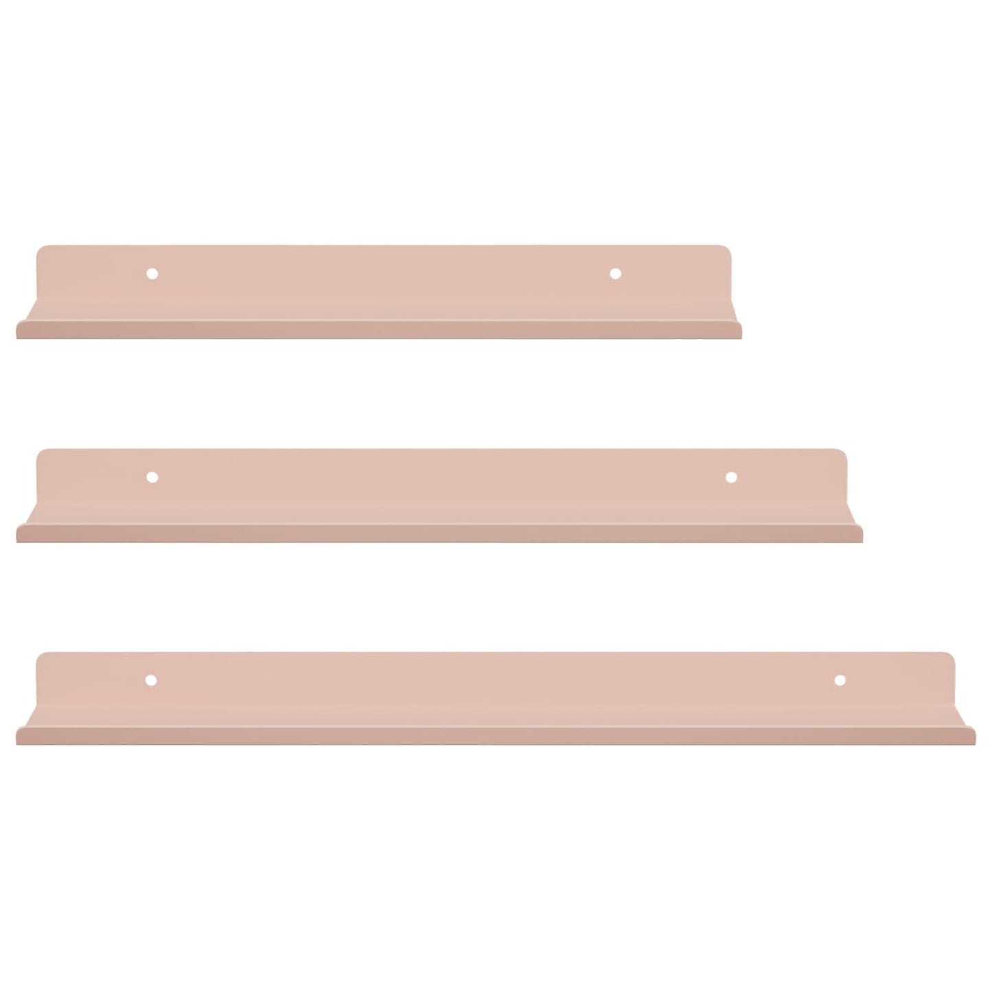 Mensola sospesa 3 pcs Rosa 40 x 9 x 2,5 cm Acciaio | homemem39