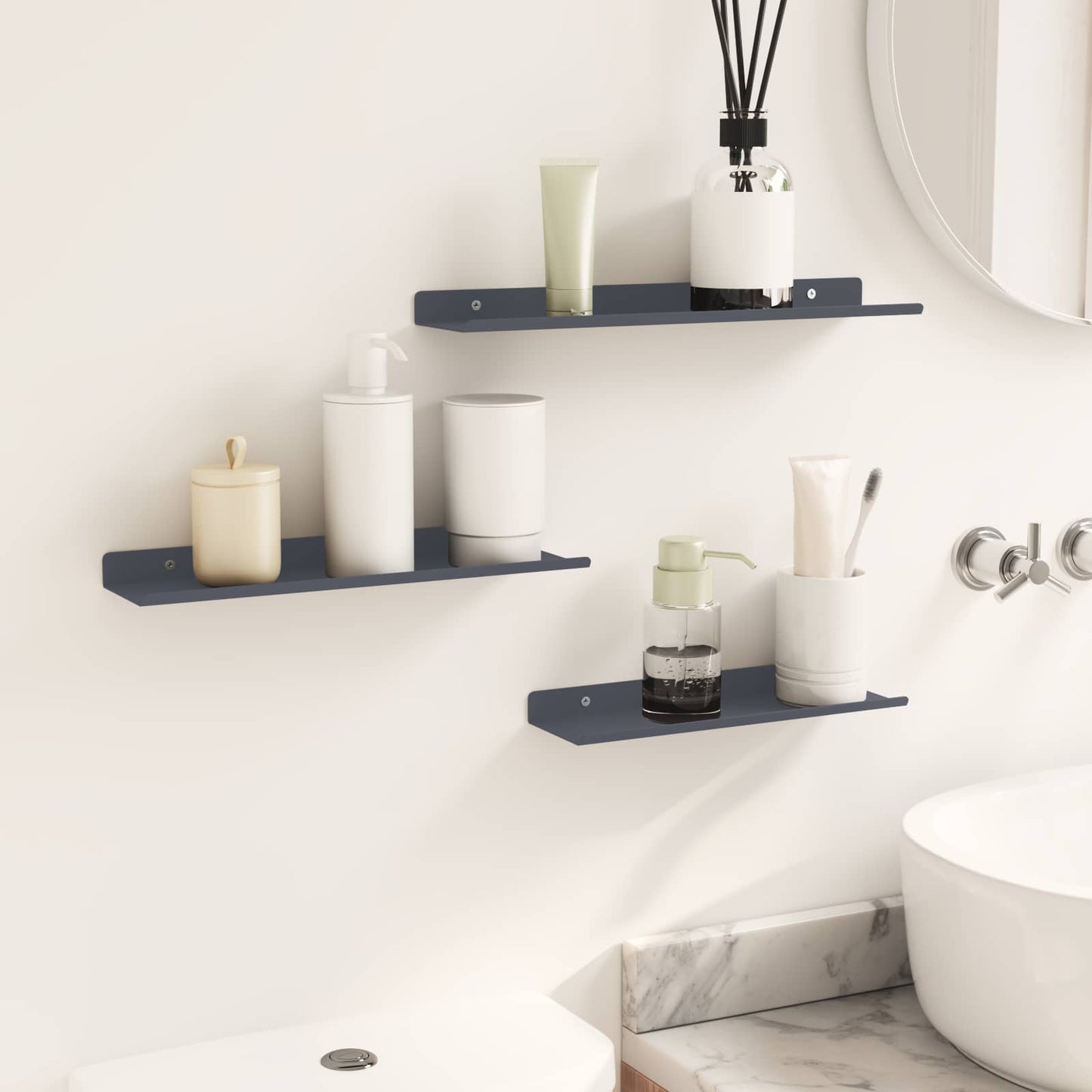 Mensola sospesa 3 pcs Antracite 40 x 9 x 2,5 cm Acciaio | homemem39