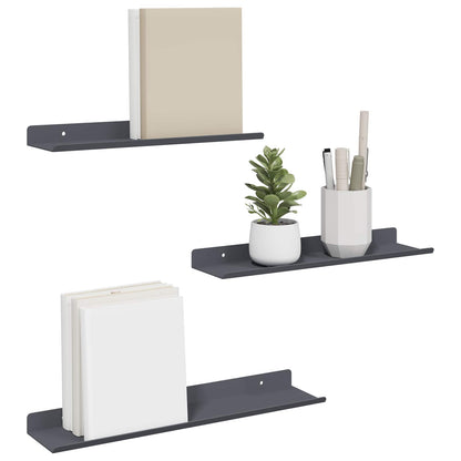 Mensola sospesa 3 pcs Antracite 40 x 9 x 2,5 cm Acciaio | homemem39
