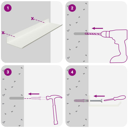 Mensola sospesa 3 pcs Bianco 40 x 9 x 2,5 cm Acciaio